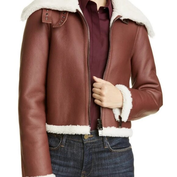 NWT Theory Genuine Shearling Biker Jacket, size XS - Picture 1 of 8